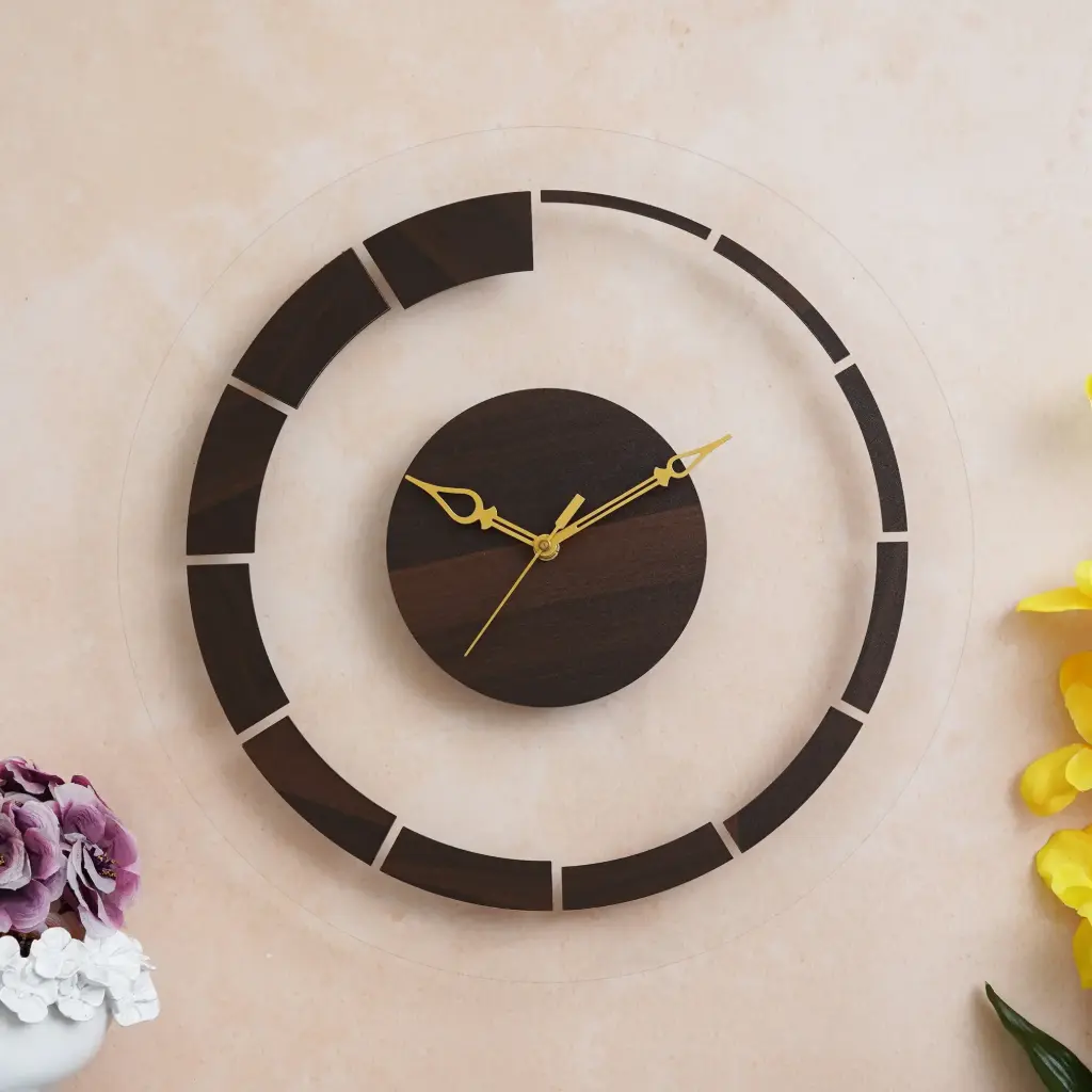 Acrylic wooden wall clock
